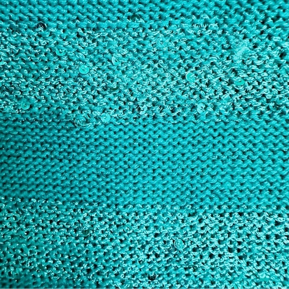NWT Guess Women’s Sz XSmall Bombay Sapphire Anali Sequin Short Sleeve Sweater - Picture 7 of 8